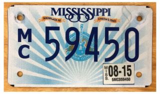 Mississippi 2015 Motorcycle License Plate 59540 - Natural Sticker