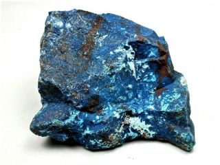 Minerals : Shattuckite On All Sides With Lighter Blue Plancheite From Congo