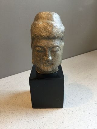 Antique Vtg Heavy Cast Iron Metal Head Of Buddha 6.  25 "