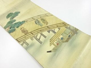 87903 Japanese Kimono / Vintage Fukuro Obi / People In The Past