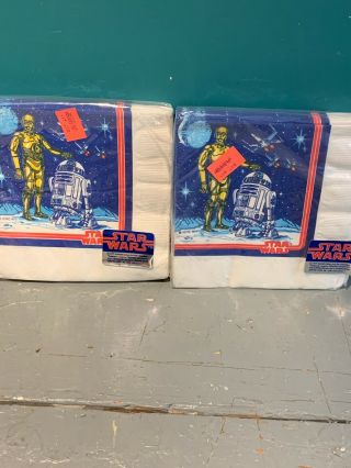 2 Packs Vintage 1977 Star Wars Paper Napkins In R2d2 / C3po
