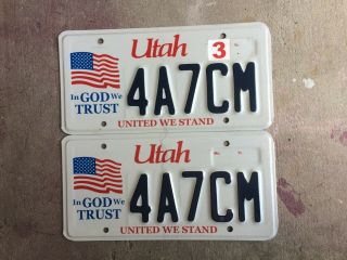 Utah == In God We Trust== License Plate Pair