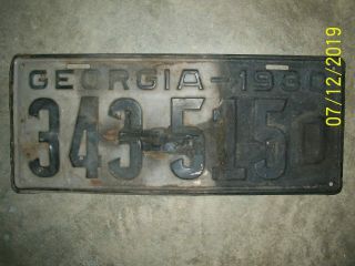 1930 Georgia Car License Plate