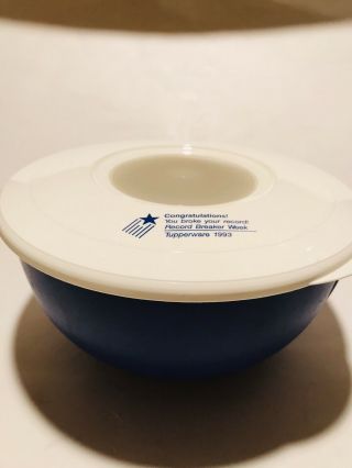 Vintage Tupperware Bowl With Lid Record Breaker Week 1993 Made In France