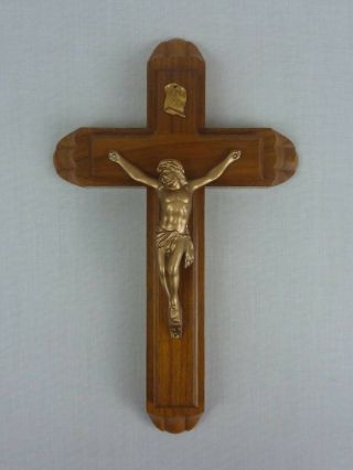 Vtg Wooden Catholic Last Rites Sick Call Crucifix Cross / Candles / 12 " X 7 "
