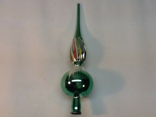 Vintage.  Mercury Glass Christmas Tree Topper.  Green Spire 9 1/2 " Tall