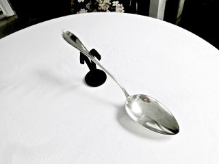 Large Antique Christian Heise Denmark 14.  5 " Bead Edge Silver Stuffing Spoon,