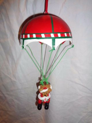 Vintage Kurt S.  Adler Parachute Santa Claus Bear Christmas Ornament