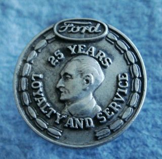 Antique Ford Motor Employee Service Award Screw - Back Pin; 25 Yr; Sterling; Henry