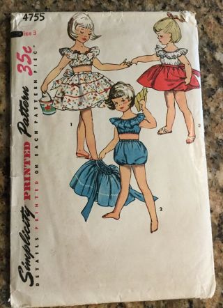 1940s Vintage Simplicity 4755 Child’s Sewing Pattern