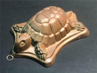 Antique Large Copper And Zinc Turtle Mold - 10 " - 25 Cm