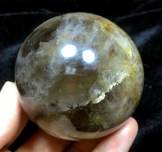 324g 61mm Wow Natural Black Moonstone Crystal Sphere Ball Healing 0126