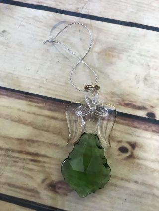 Angel Glass Clear Green Christmas Tree Ornament Figurine Hanging Home Decoration