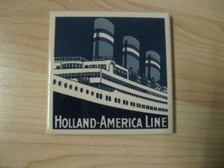 Holland America Line Cruise Ship Ocean Liner Boat Ceramic Trivet Tile Coaster