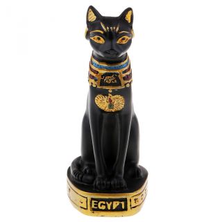 Ancient Egyptian Goddess Cat Bastet Pharaoh Figurine Statue Decoration Black