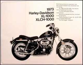 1973 Harley - Davidson Sportster Xl Xlch - 1000 Brochure