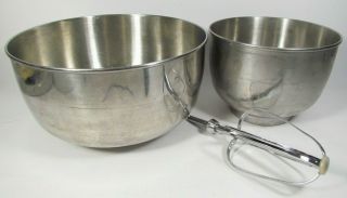 2 Vtg Sunbeam Mixmaster 12 - Speed Mmb Stainless Steel Mixing Bowls Large & Small