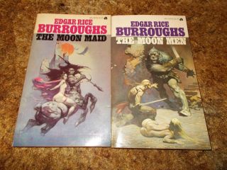 Edgar Rice Burroughs Moon Series Rare Complete 2 Matching Ace $1.  25 Covers