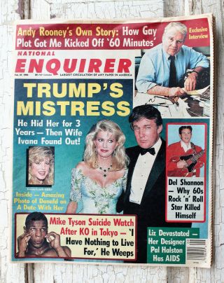 National Enquirer Donald Trump Mistress Feb 27 1990 Mike Tyson Del Shannon Etc
