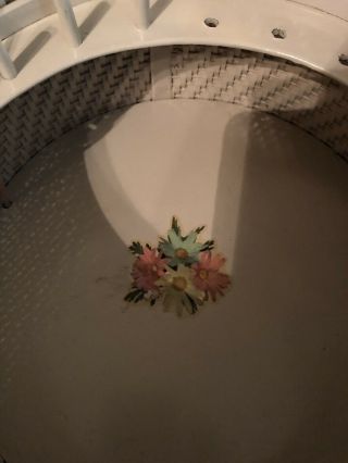 Vintage Princess Round Pink Sewing Basket 1950s 3