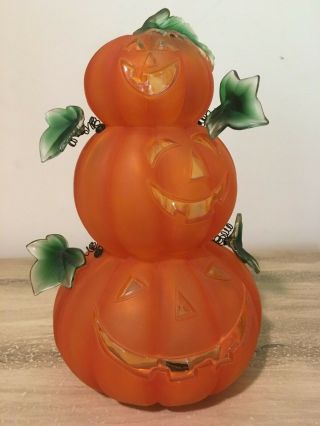 Halloween Light Up Battery Operated Pumpkins Jack O Lantern Plastic 9 " Tall