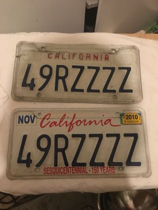 49ers License Plate White California Personalized 49rzzzz Pair