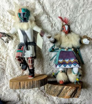 Authentic Native American Navajo Kachina Dolls - Set Of 2 - Signed