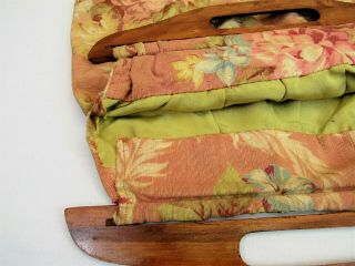 Vintage Knitting Bag 1940s wood handle needlecrafts sewing yarn tote bag 3