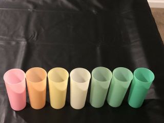 7 Vintage Pastel Tupperware 107 Tumblers Cups 16 oz Plastic Multi - Color 2