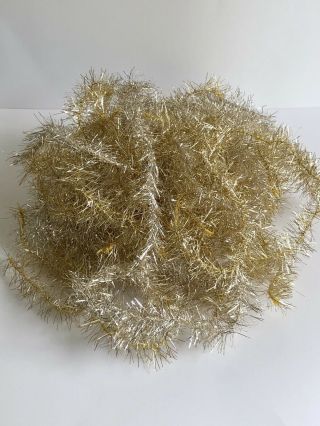 Antique Vintage Christmas Tree Garland Gold & Silver Tinsel Feather Tree
