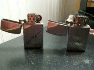 2 vintage ZIPPO lighters one inscribed w/ name Sylvia Higgins other plain 3