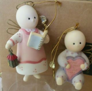 Kurt Adler Porcelain Christmas Ornaments Baby Girl And Boy Angels