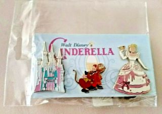 Pin 61293 Disney Store Ds Cinderella Vintage 3 Pins Card Set Limited Edition Le