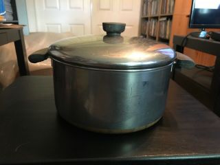 Vintage Revere Ware Copper Bottom Large 4.  5 Qt Stockpot & Lid Double Ring Circle