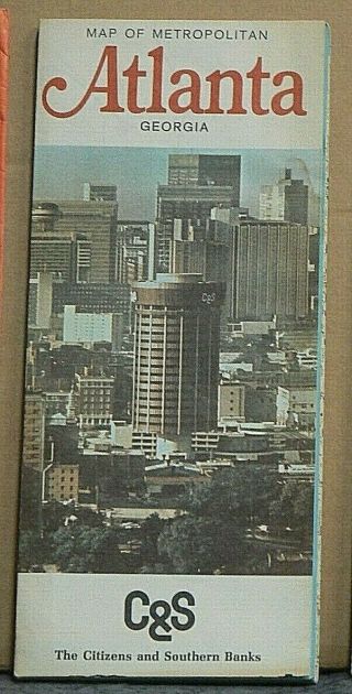 1971 Street Map Of Atlanta,  Georgia Fom The Citizens And Southern Banks