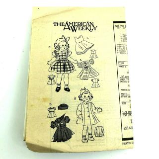 Vintage American Weekly Sewing Pattern 1940s Doll Clothes 24 Inches Tall Pa300