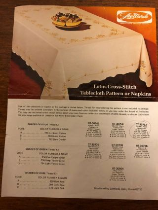 Vintage Lee Wards Cross - Stitch Tablecloth Kit Lotus 70 " X 88 "
