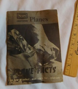 Vintage Sears Craftsman Planes Plane Facts Booklet How Select Care For Sharpen