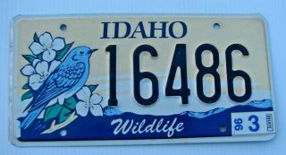 Idaho Wildlife Auto License Plate " 16486 " Graphic Bluebird Id