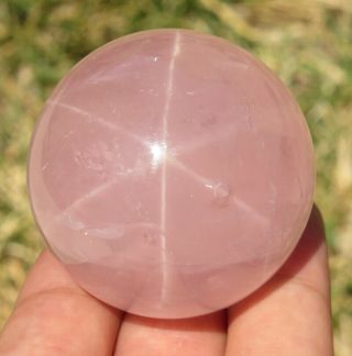 41mm 3.  4oz Natural Rainbows Star Pink Rose Quartz Crystal Sphere Ball