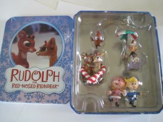 Rudolph The Red Nosed Reindeer Mini Ornament Set 3 In Tin Guc