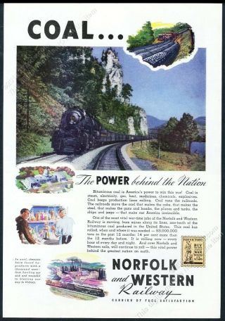 1942 Norfolk And Western Railway Coal Train Photo Vintage Print Ad