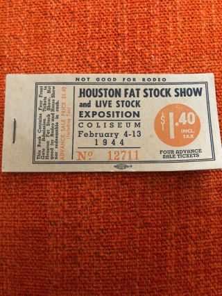 1944 Houston Fat Stock Show & Rodeo Tickets Vtg Sam Houston Coliseum Livestock