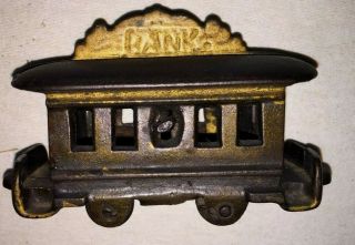 Vintage Cast Iron Railroad Car Bank -
