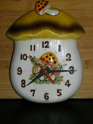 Vintage Merry Mushroom Sears Roebuck And Co Ceramic Clock 9 "