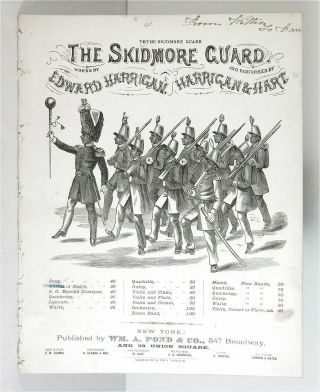 1875 Black Americana Military Illustrated Sheet Music Skidmore Guard Civil War