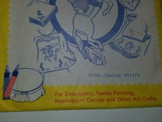 Transfer Pattern Sewing Embroidery Needlepoint Aunt Marthas 3709 Cowboy Motifs 3