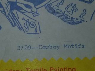 Transfer Pattern Sewing Embroidery Needlepoint Aunt Marthas 3709 Cowboy Motifs 4