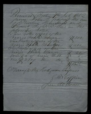 1850s Bank Of Bangor Maine Document - Shipment On Hodgman Express Stagecoach