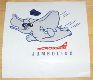 Old Crossair (switzerland) Jumbolino Elephant Airline Sticker